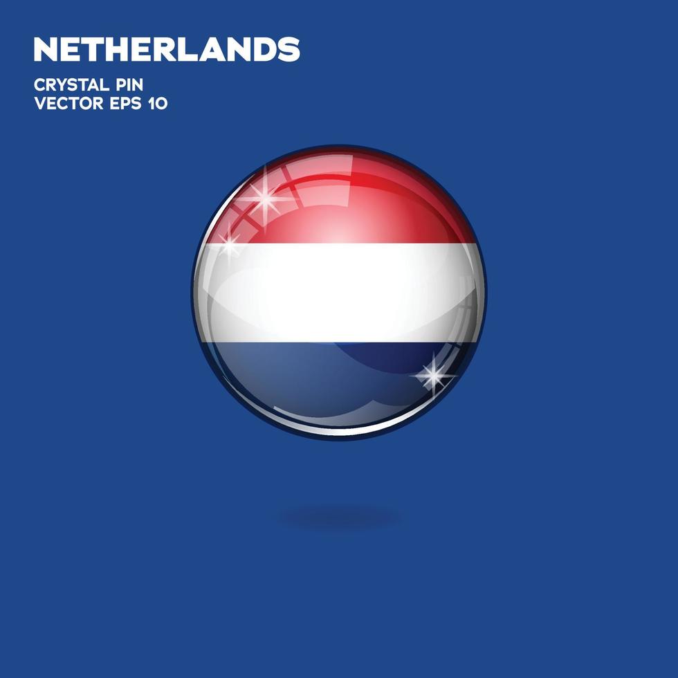 nederländerna flagga 3d knappar vektor