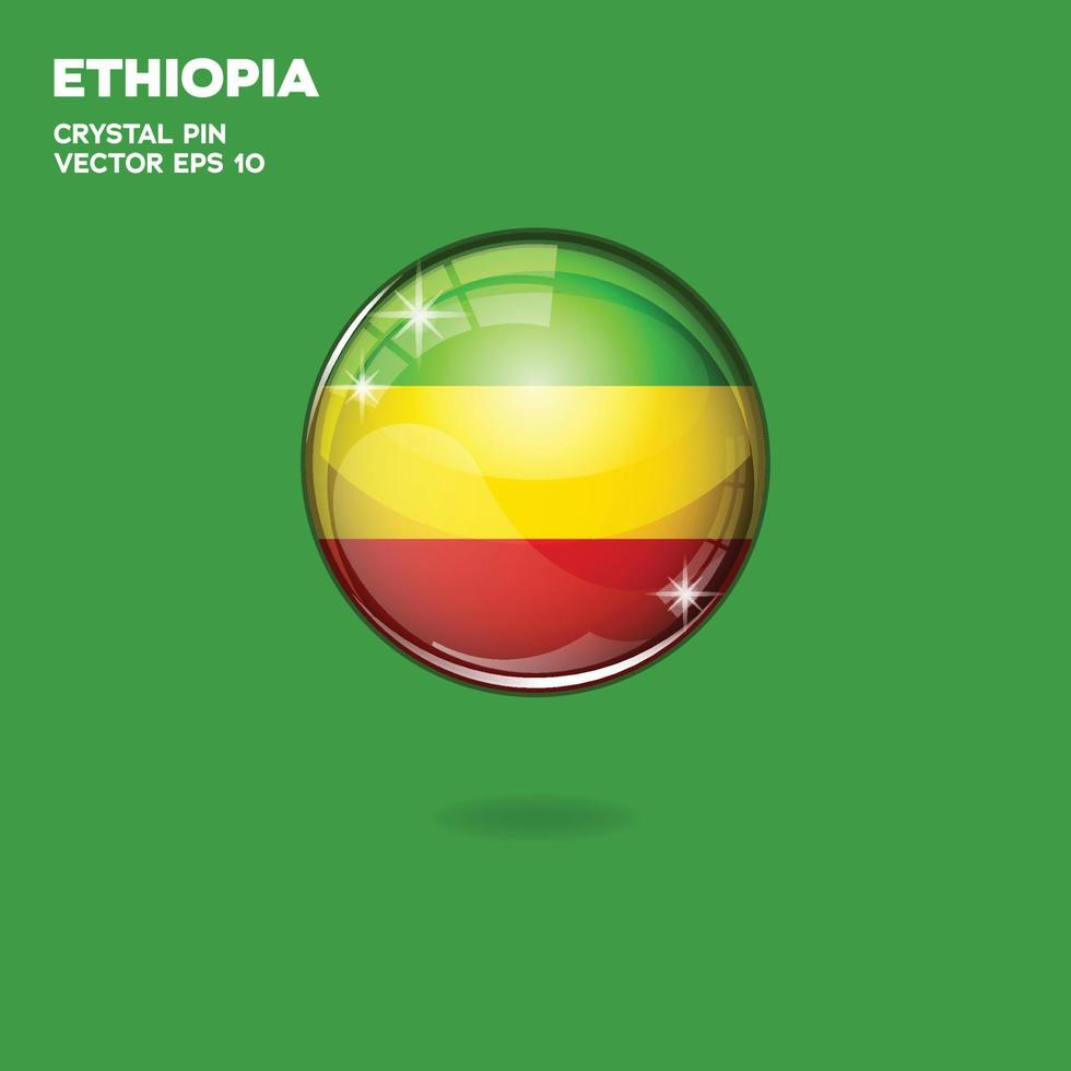 Äthiopien-Flagge 3D-Schaltflächen vektor