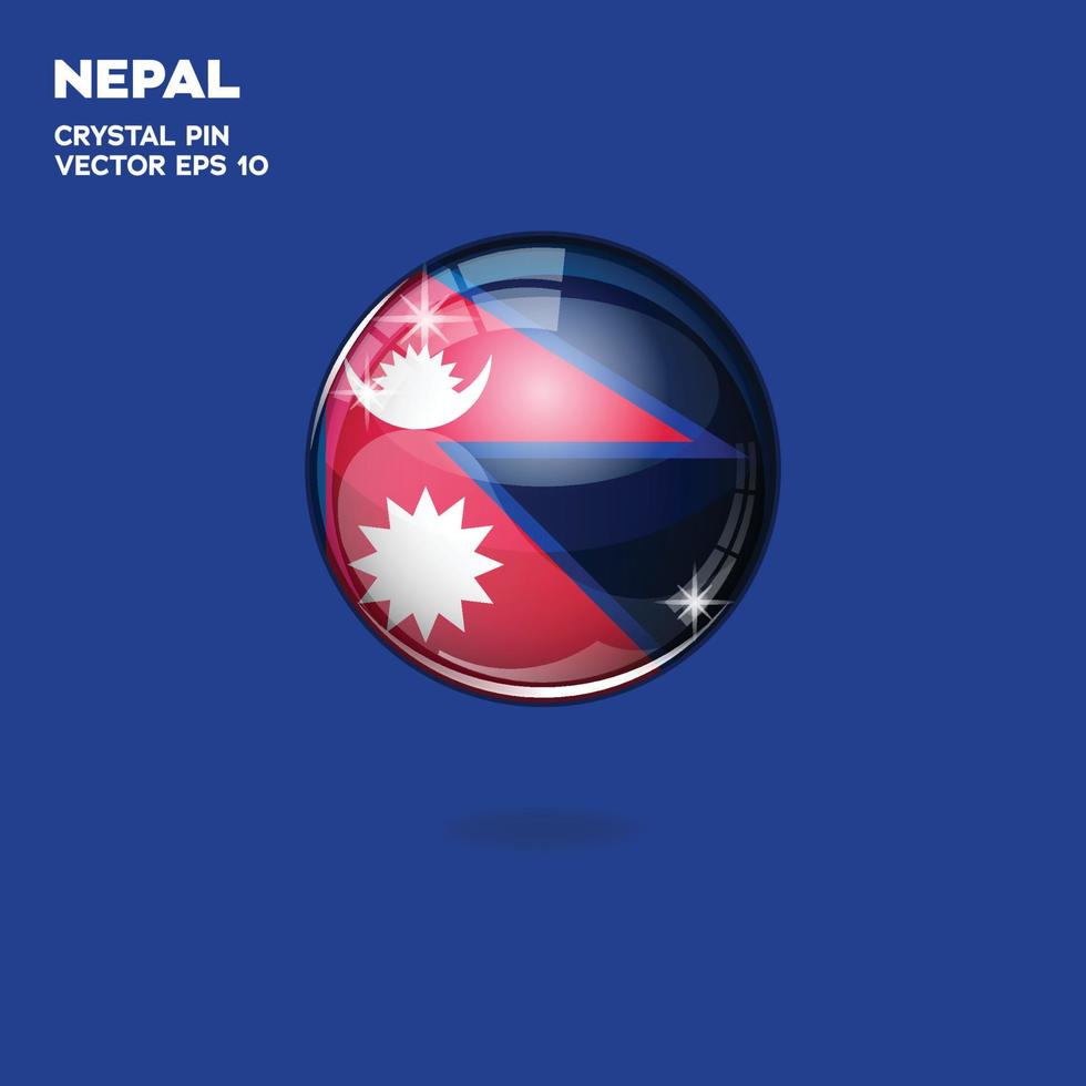 nepal flagga 3d knappar vektor