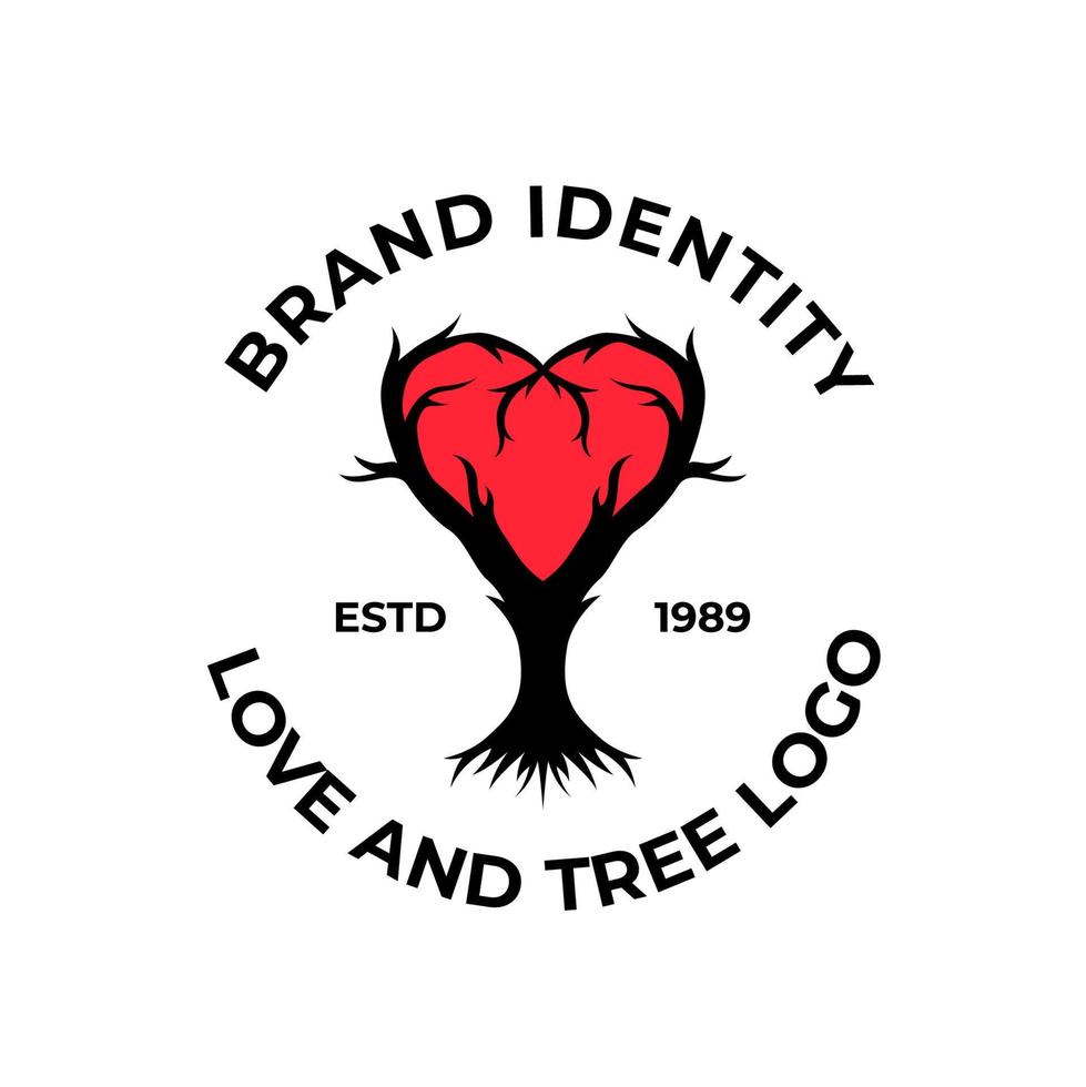 Zweige lieben Logo. Baum und Liebeslogo. Baum in Form eines Liebeslogos. Silhouette eines Astes in Form eines Herzens. Baumzweig in Form eines Herzens. vektor