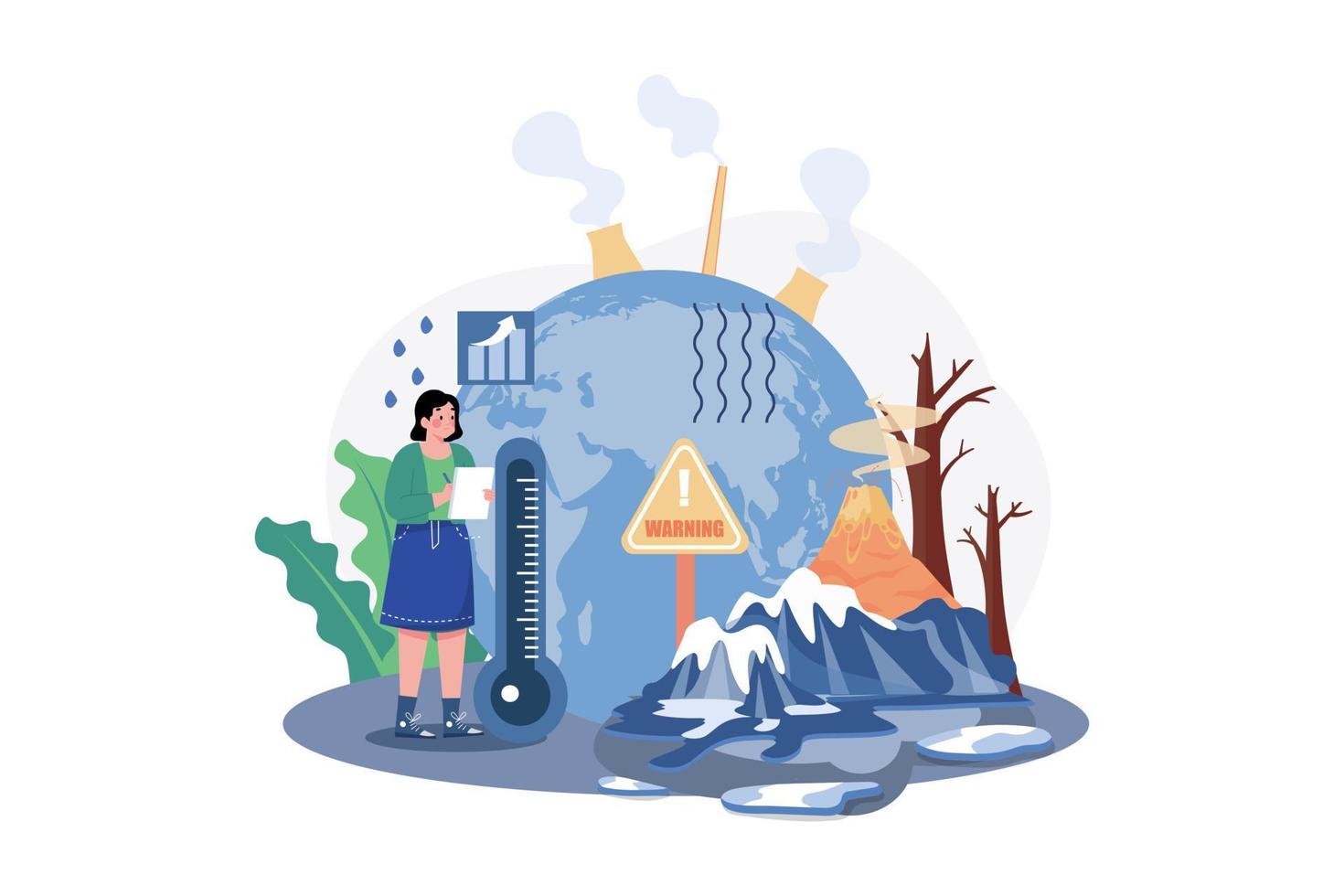 Illustrationskonzept des Klimawandels auf weißem Hintergrund vektor