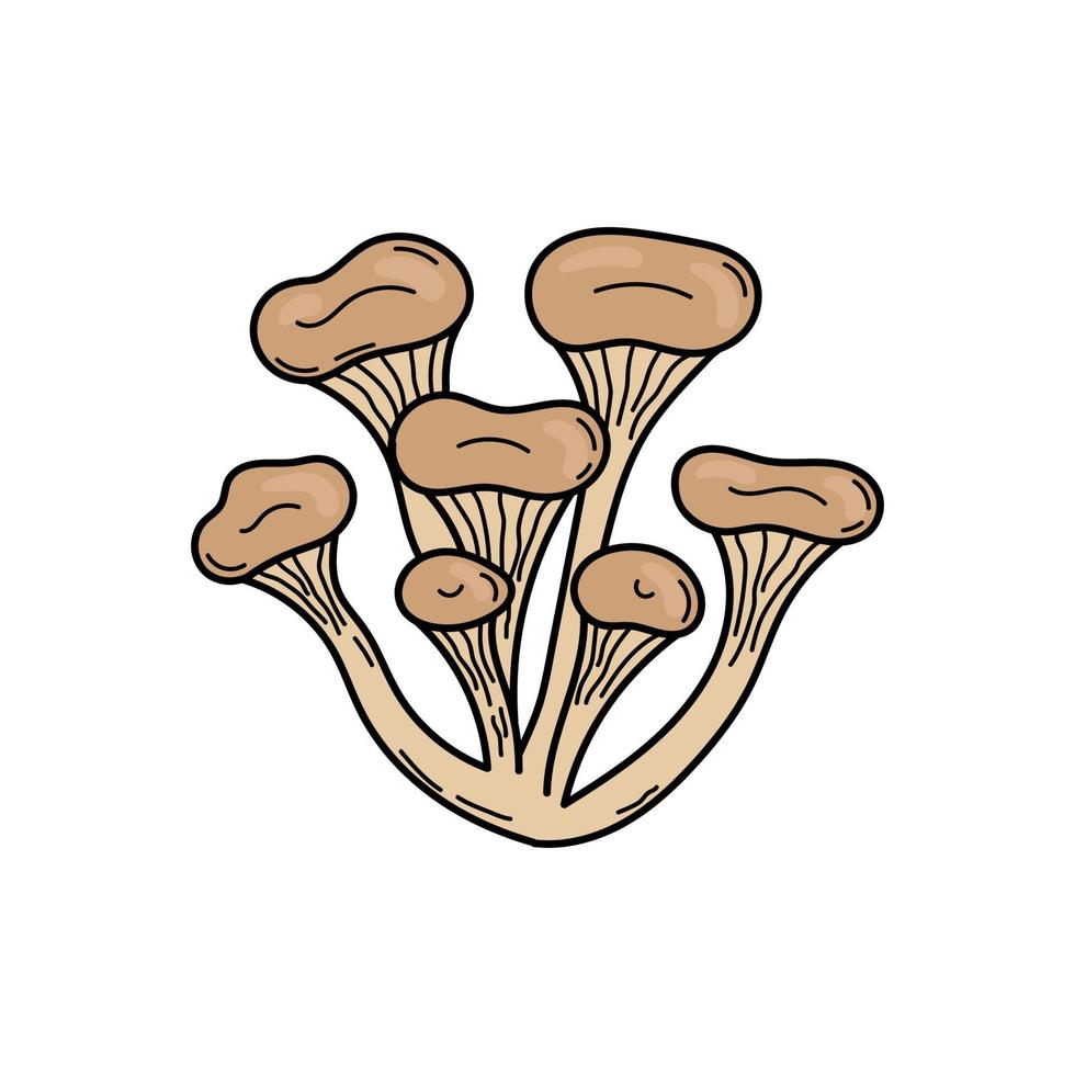 süßer Pilz im Doodle-Stil. giftiger Pilz. vektor isolierte handillustration