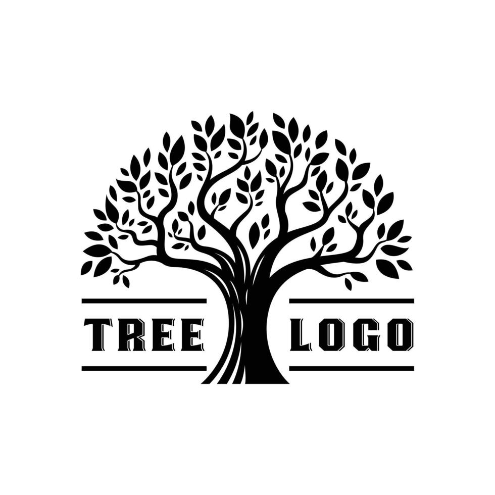 Silhouette Baum Logo Vintage Illustration vektor