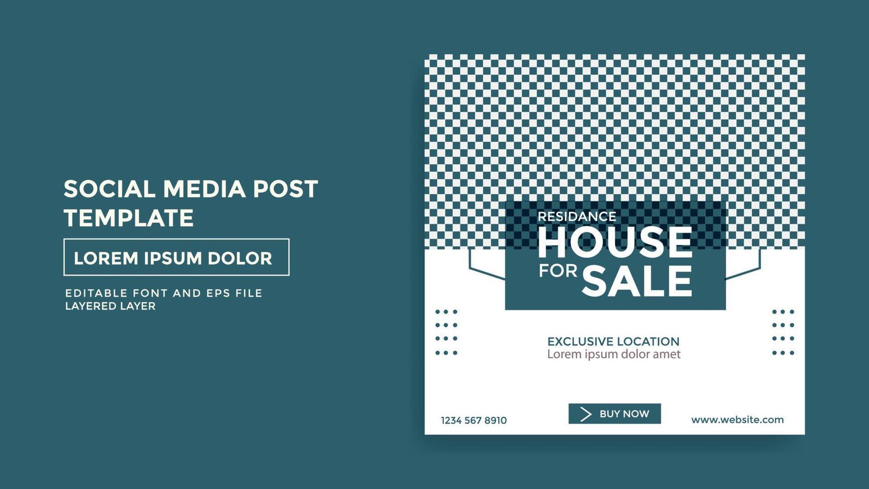 bostads- hus försäljning tema social media posta mall vektor