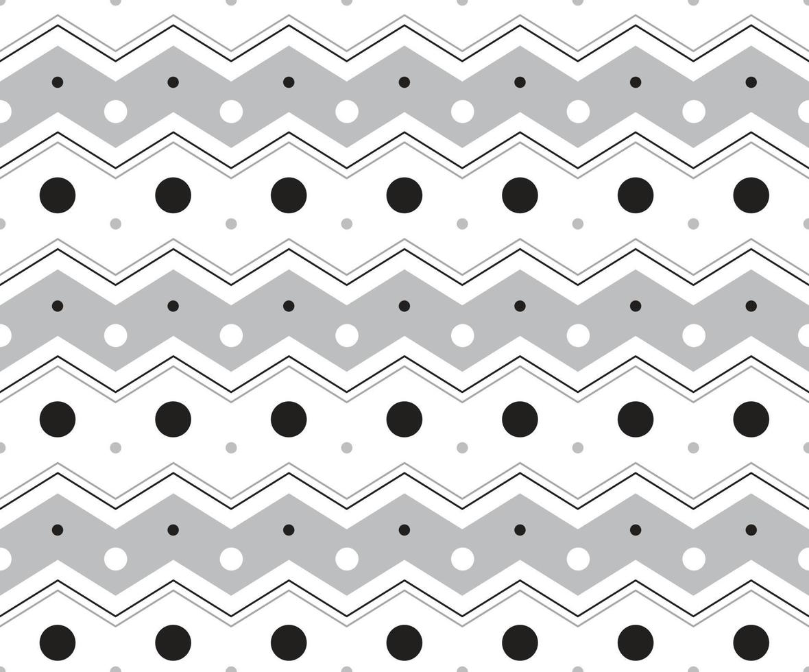 schwarz weiß grau gepunktet kreis rund horizontal zickzacklinie streifen punkt strichlinie kreis nahtloses muster vektorillustration tischdecke, picknickmatte wickelpapier, matte, stoff, textil, schal vektor