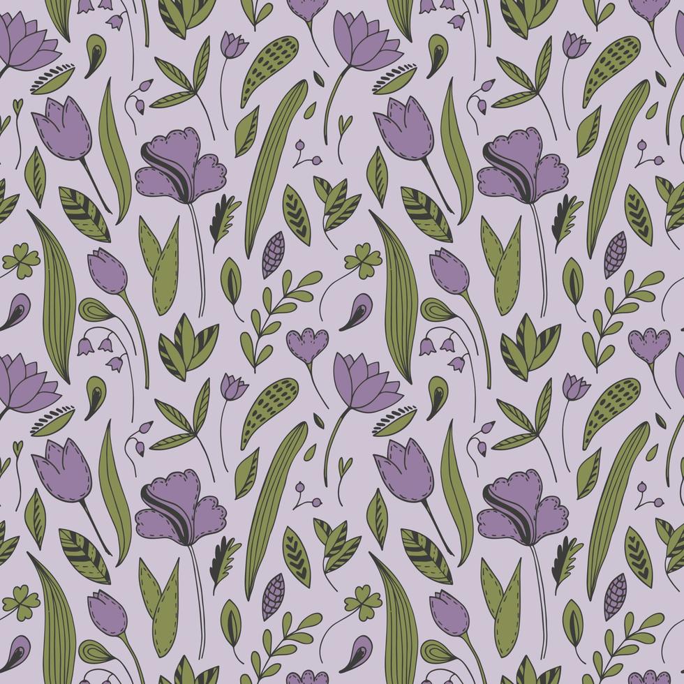 nahtlose Textur mit floralem Hintergrund, Muster aus Blumen, Tapeten. handgezeichnete botanische illustration, natürliche zusammensetzung vektor
