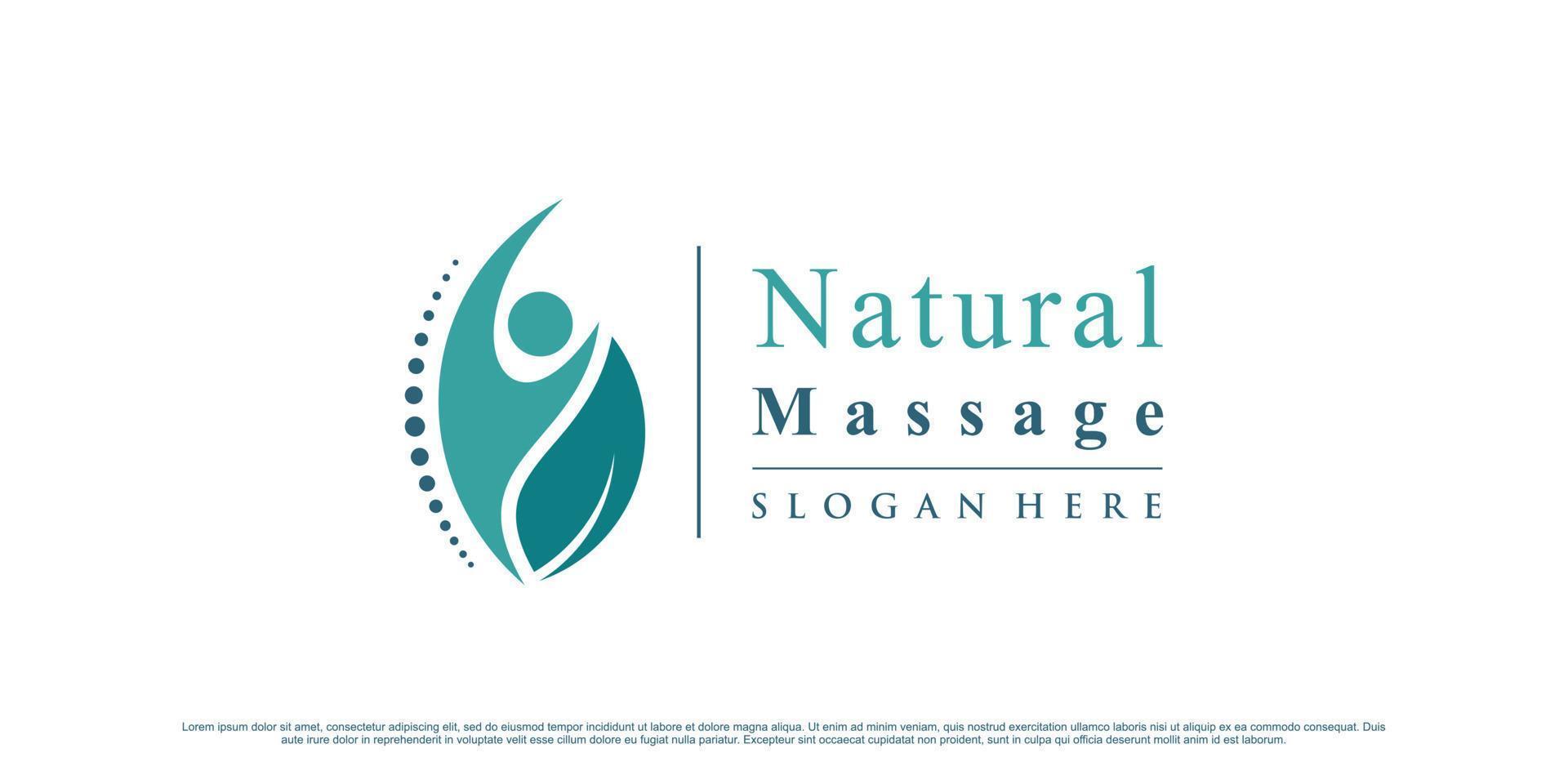 kiropraktik logotyp design för naturlig massage terapi ikon logotyp med kreativ element premie vektor