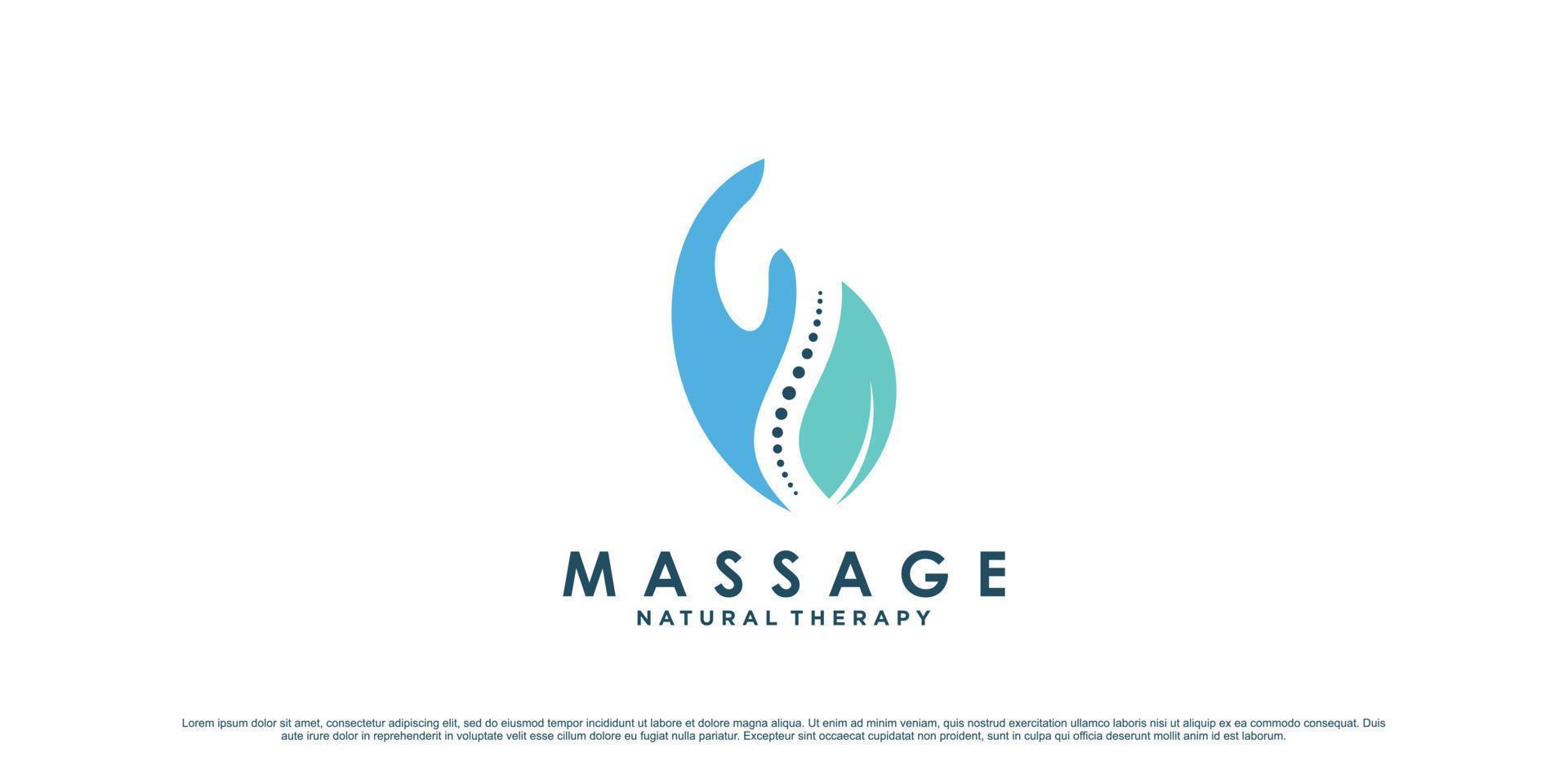 kiropraktik massage logotyp design inspiration med ben begrepp och kreativ element premie vektor