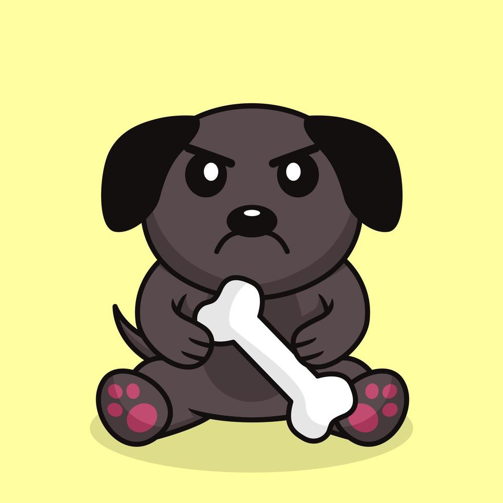 Vektor-Premium-Illustration eines süßen Hundes, der einen Knochen trägt vektor
