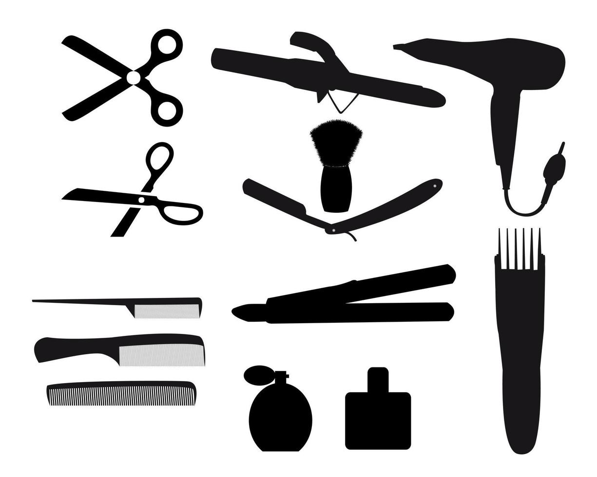 verktyg för frisyr och rakning på en vit bakgrund vektor