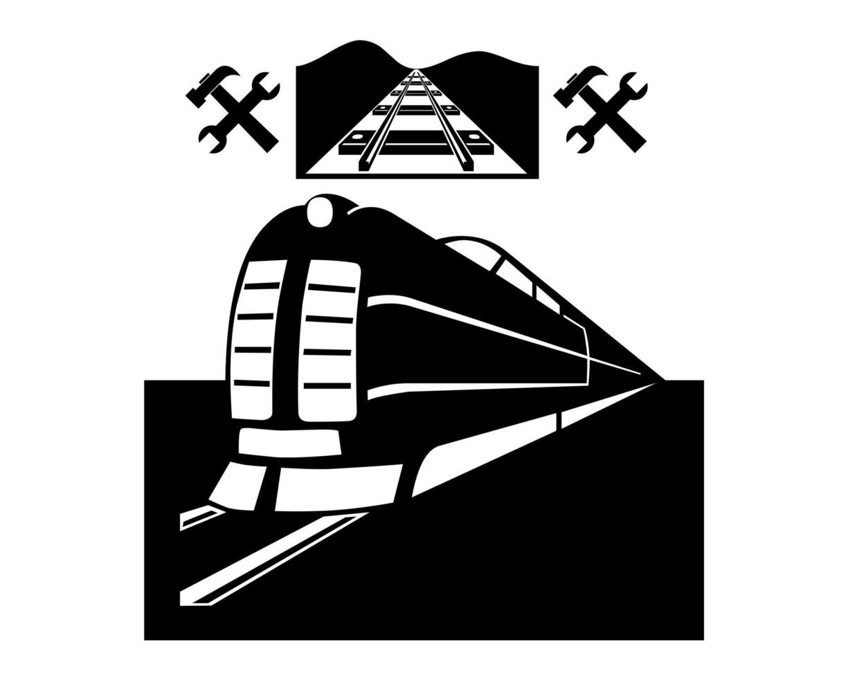 Zug und die Bahnlinie auf weißem Hintergrund vektor