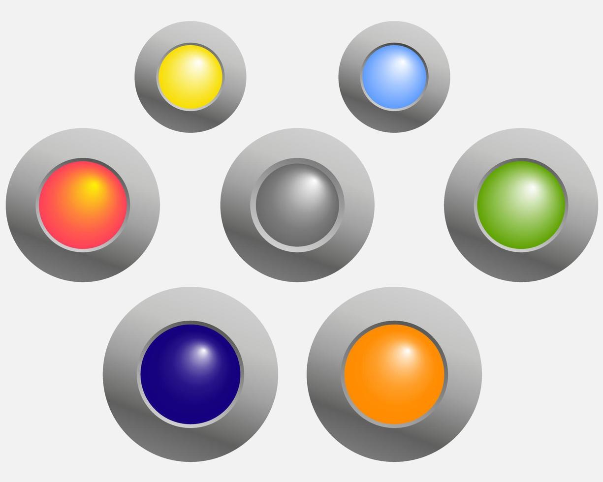 Schaltflächen in verschiedenen Farben auf hellgrauem Hintergrund vektor