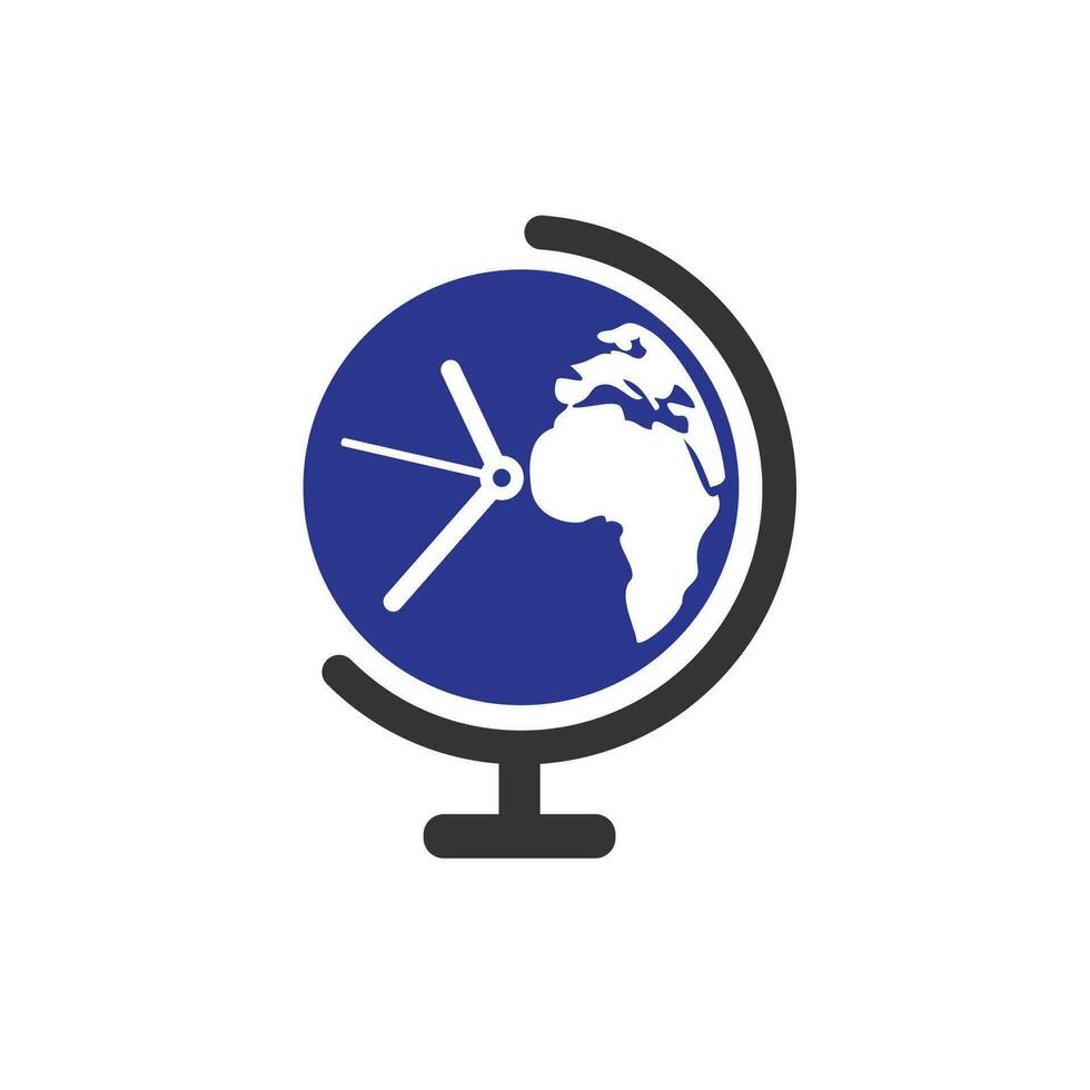 Zeit-Welt-Vektor-Logo-Design-Vorlage. Zeitplanetensymbol oder -symbol. vektor