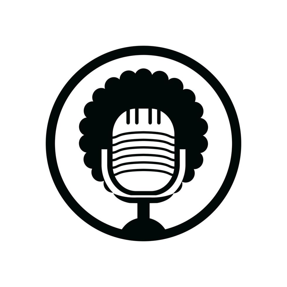 svart människor vektor podcast logotyp design.
