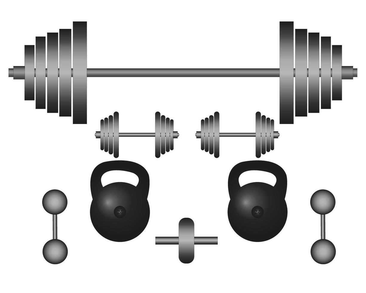 Artikel für Bodybuilding-Übungen auf weißem Hintergrund vektor