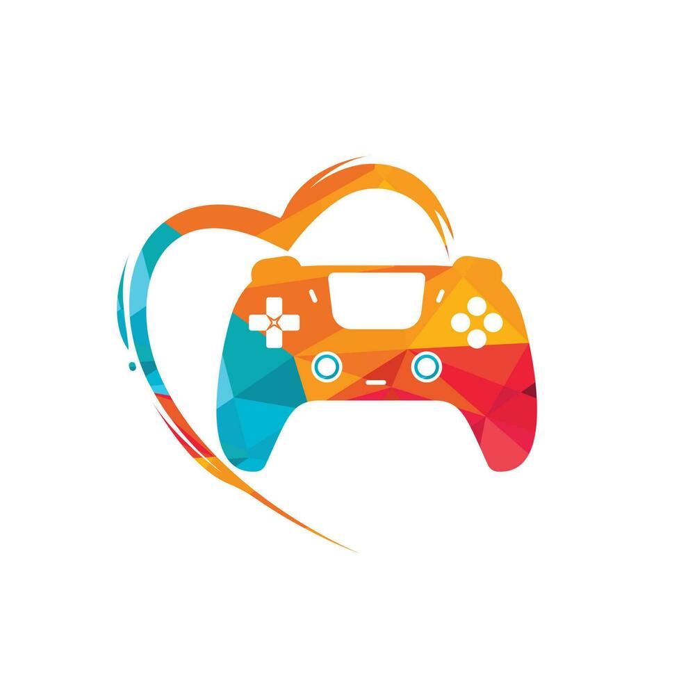 kärlek spel vektor logotyp design mall. vektor illustration av en kombination av en hjärta med en spel joystick.