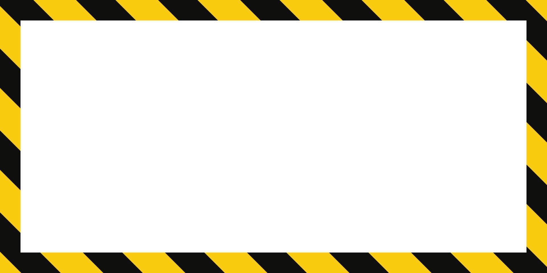 varning ram med gul och svart diagonal Ränder. rektangel varna ram. gul och svart varning tejp gräns. vektor illustration på vit bakgrund