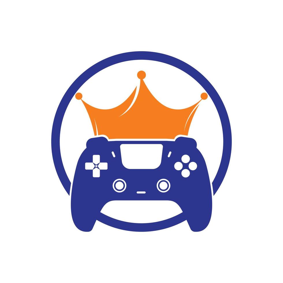 spel kung vektor logotyp design. gamepad med krona vektor ikon design.