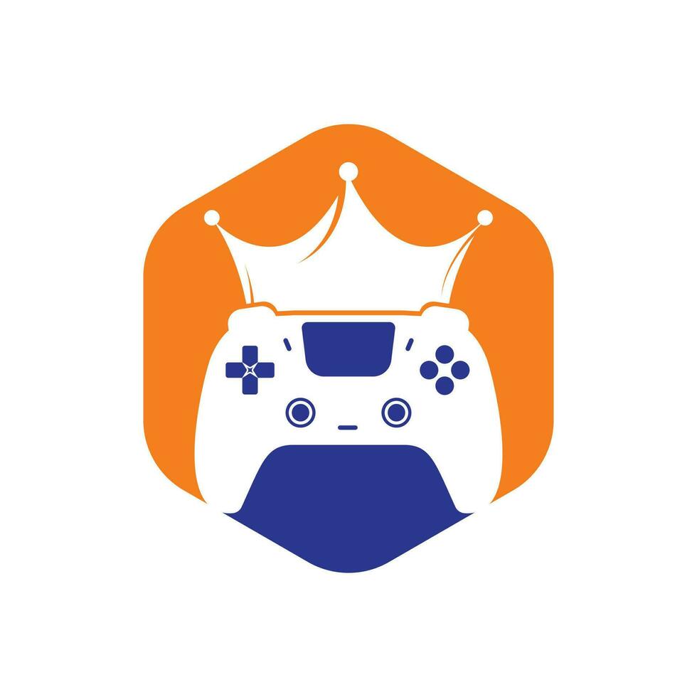 spel kung vektor logotyp design. gamepad med krona vektor ikon design.