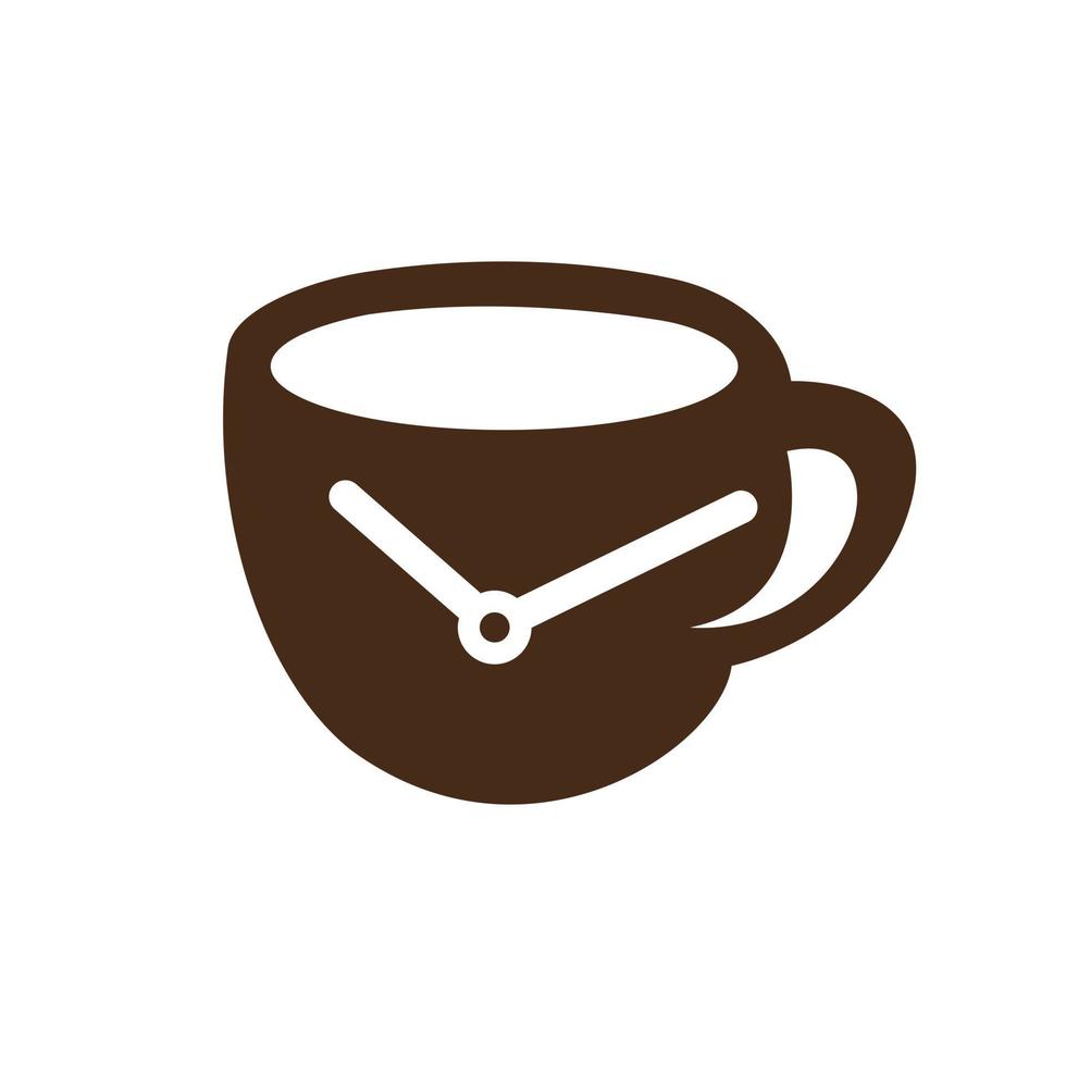 kaffe tid vektor logotyp design. kaffe kopp tid klocka begrepp design.