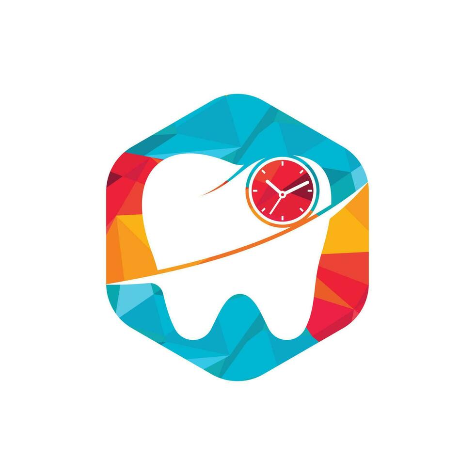 dental tid vektor logotyp design mall. mänsklig tand och klocka ikon design.