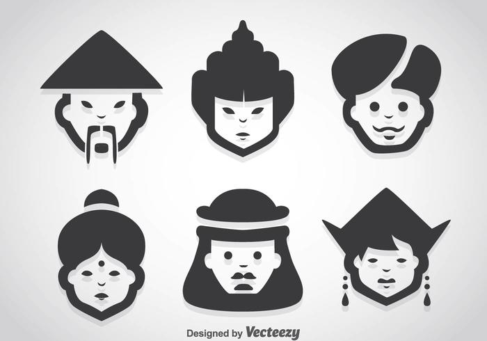 Asiatische Menschen Zeichen Vektor Sets