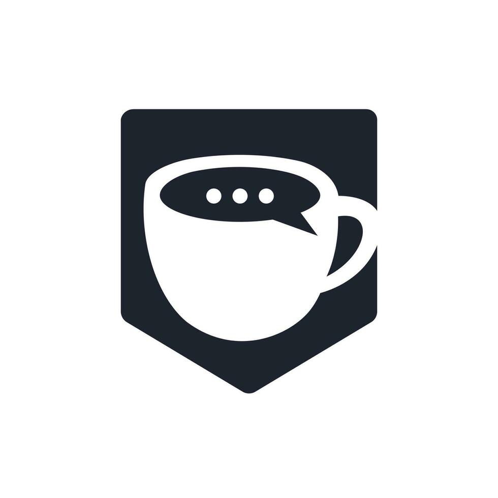 Kaffee-Talk-Vektor-Logo-Design. Kaffeetasse mit Bubble-Chat-Icon-Vektordesign. vektor