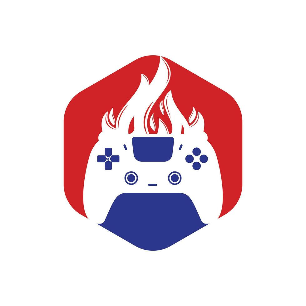 rasande gamer vektor logotyp design. knappsats kontrollant och brand flamma vektor ikon design.