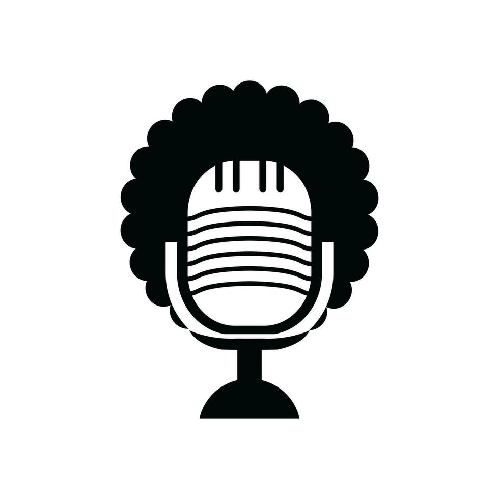svart människor vektor podcast logotyp design.