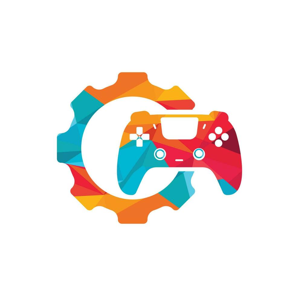 Gamepad-Reparatur-Vektor-Logo-Design-Vorlage. Ausrüstung mit Konsolensymbol-Vektor-Logo-Design. vektor