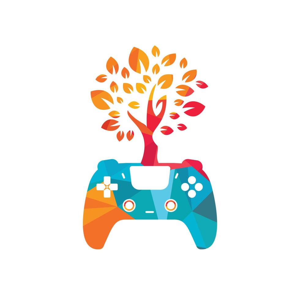 eco spel vektor logotyp design. grön gamepad färsk blad natur logotyp design.