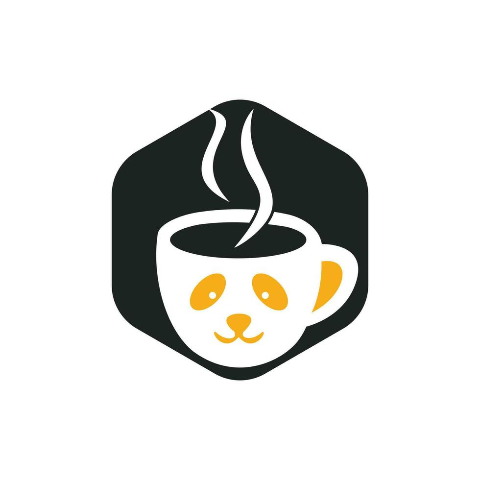 Panda-Kaffee-Vektor-Logo-Design-Vorlage. Café- oder Restaurant-Logo-Konzept. vektor