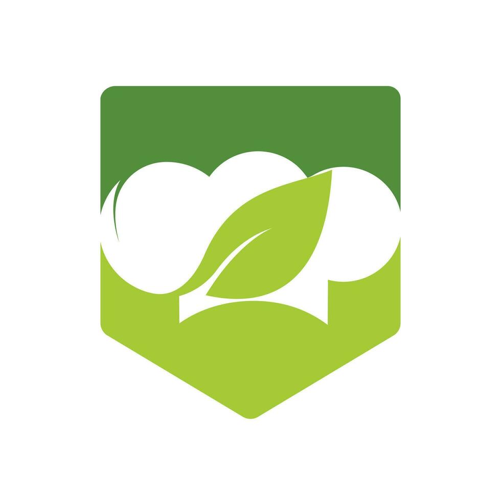 Kochmützen-Logo mit grünem Blatt-Vektor-Logo-Design. vektor