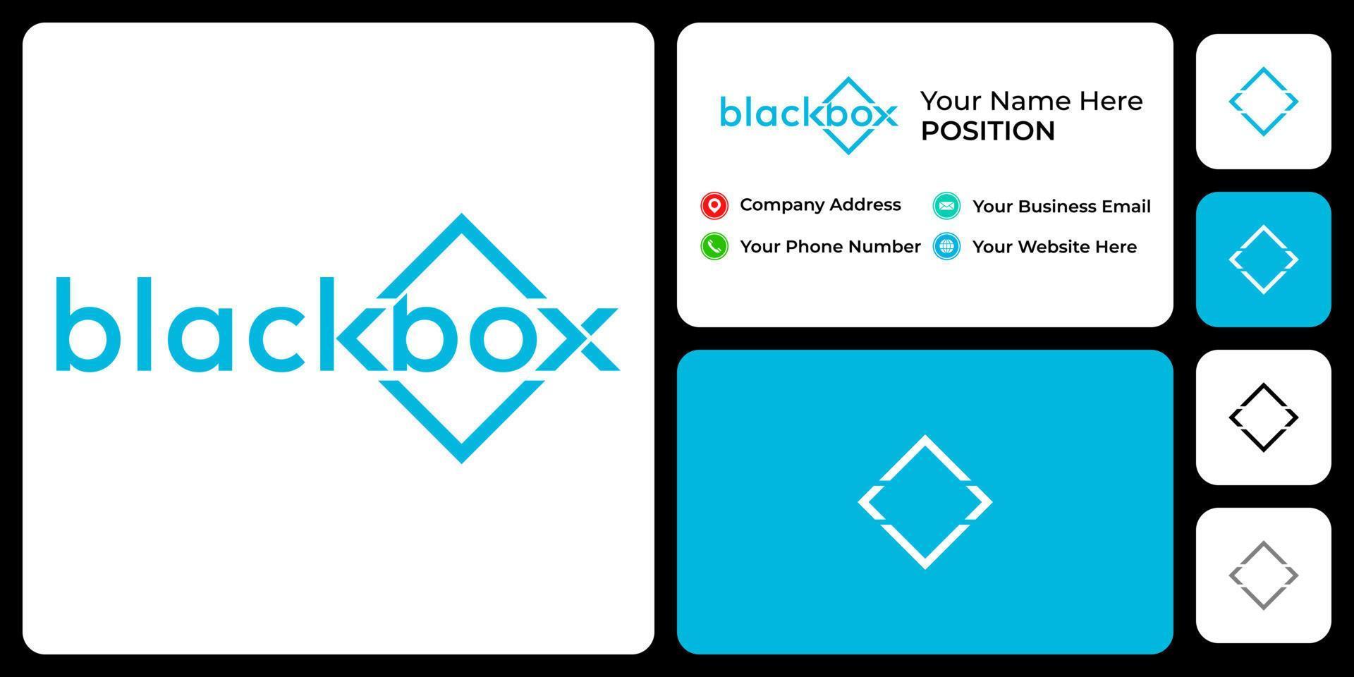 Box-Wortmarken-Logo-Design mit Visitenkartenvorlage. vektor
