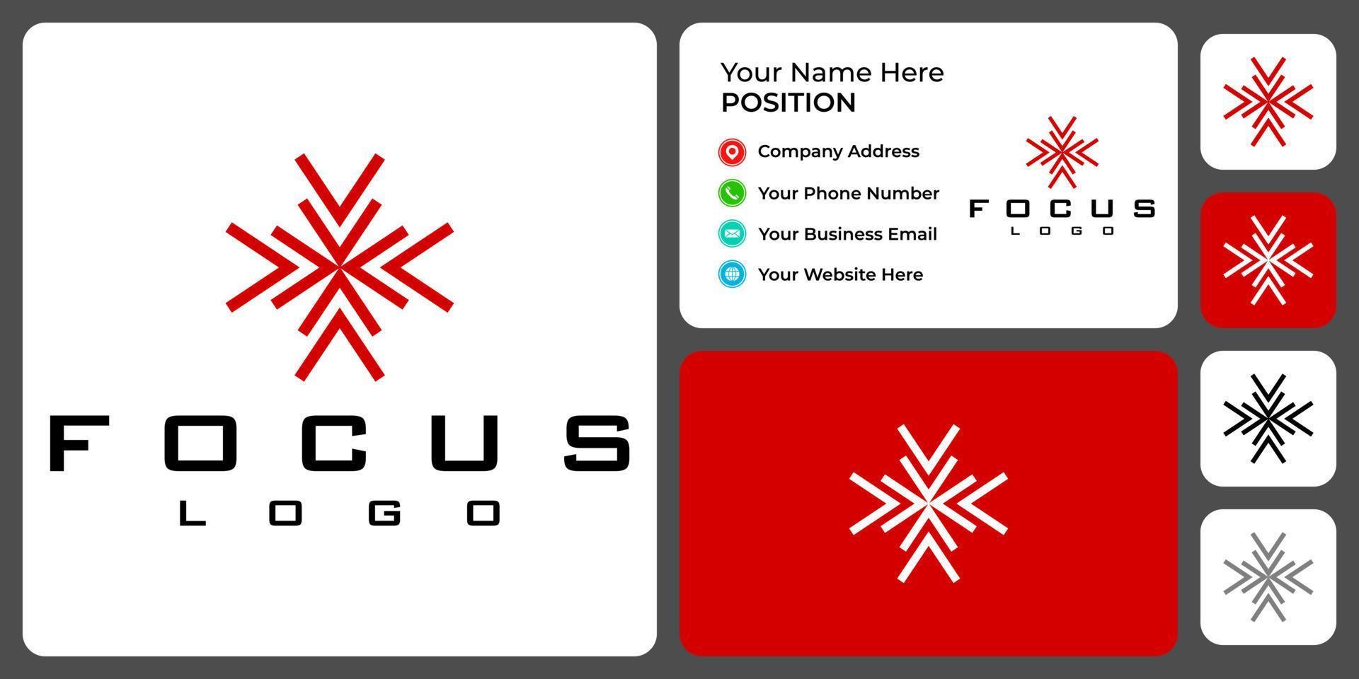 Fokus-Logo-Design mit Visitenkartenvorlage. vektor