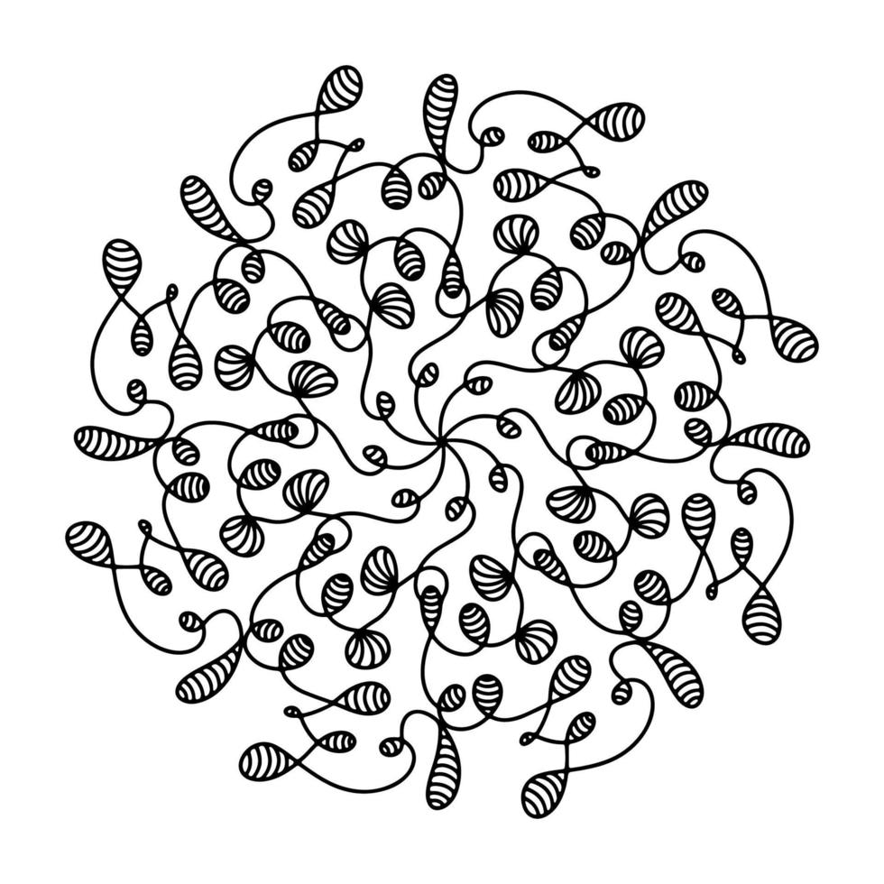 handritad spindelnät mandala isolerad på vit bakgrund. söt doodle bläckfisk, bläckfisk, tentakler, utomjording, bikupa, drömfångare. målarbok för vuxna och barn. scribble ink line art. antistress bok vektor