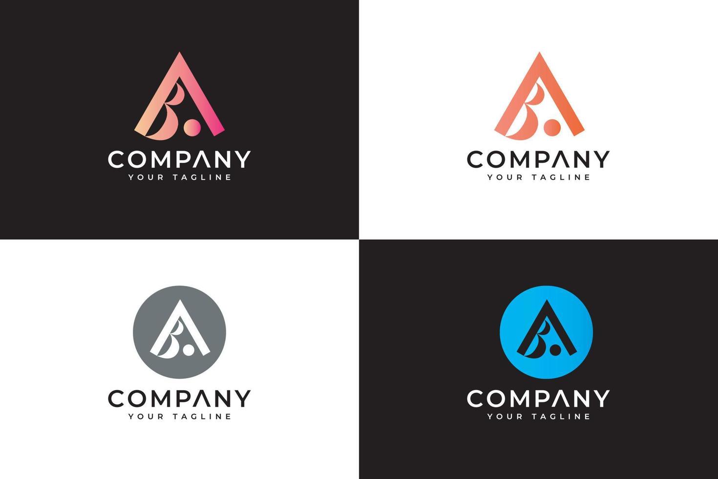 branding identitet företags- vektor logotyp ba design