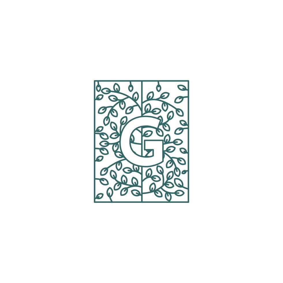 enkel brev g logotyp i blommig prydnad första design begrepp vektor