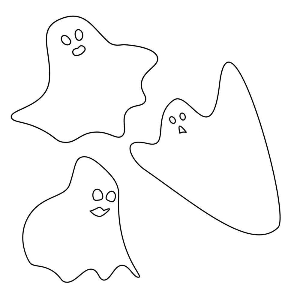 transparente Silhouetten von Geistern auf transparentem Hintergrund. Vektorset für Halloween. isolieren. vektor