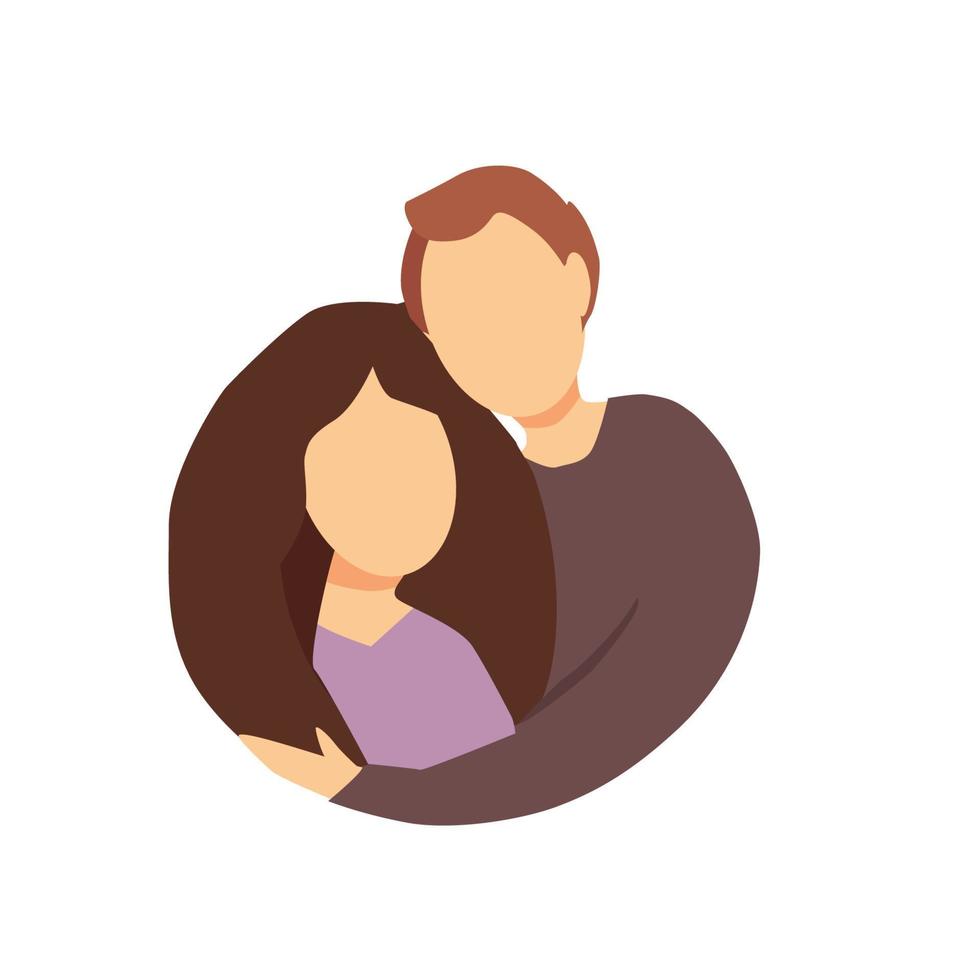Ein verliebtes Paar umarmt sich. glückliche stabile Familie von Ehemann und Ehefrau. Vektor-Cartoon. vektor