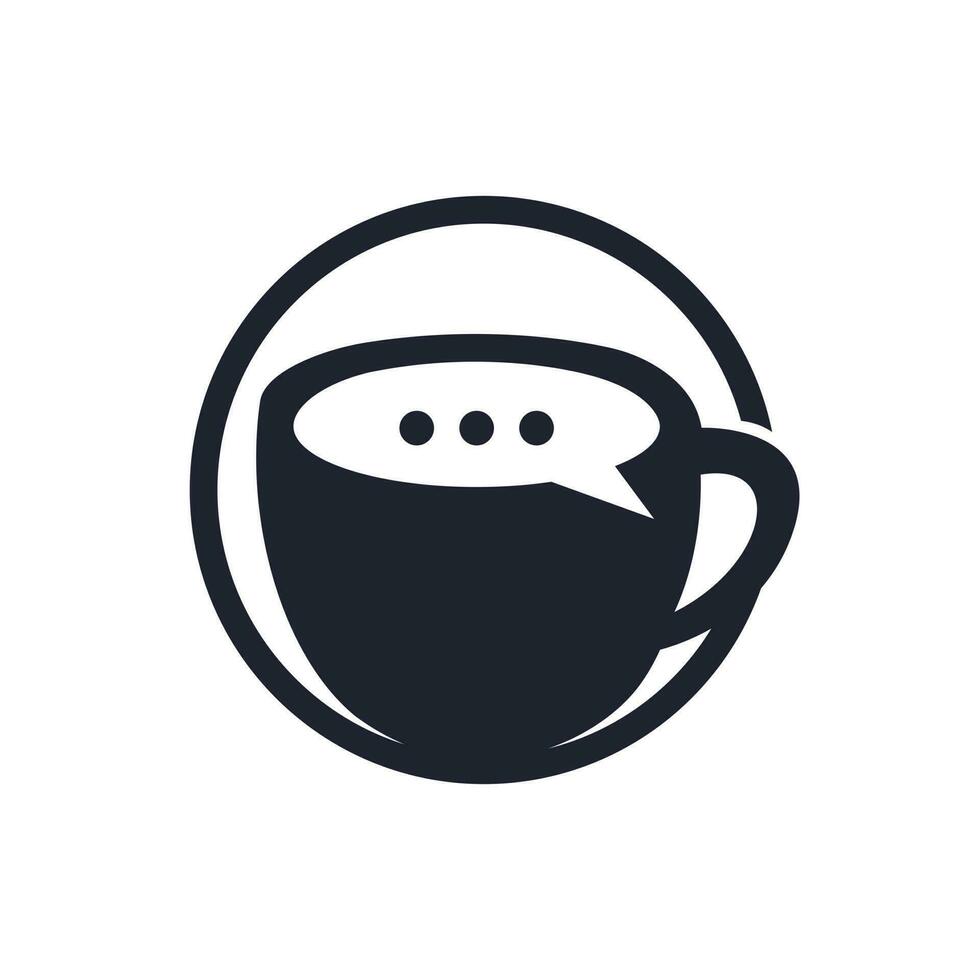 Kaffee-Talk-Vektor-Logo-Design. Kaffeetasse mit Bubble-Chat-Icon-Vektordesign. vektor