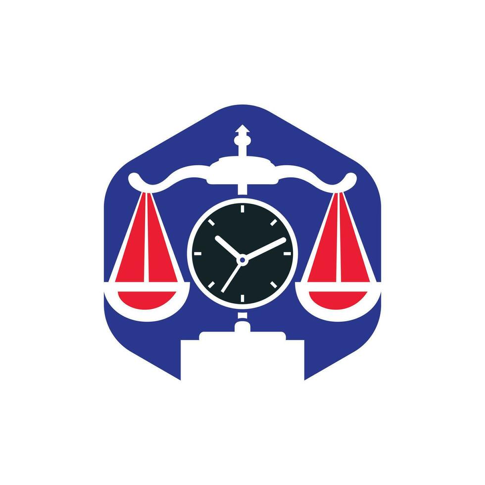 Law Time Vektor-Logo-Design. Skala mit Uhr-Symbol-Vektor-Logo-Design. vektor