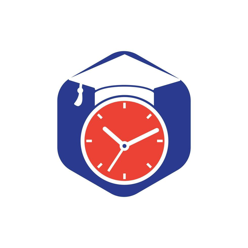 Studienzeit-Vektor-Logo-Design. Abschlusshut mit Uhr-Icon-Design. vektor