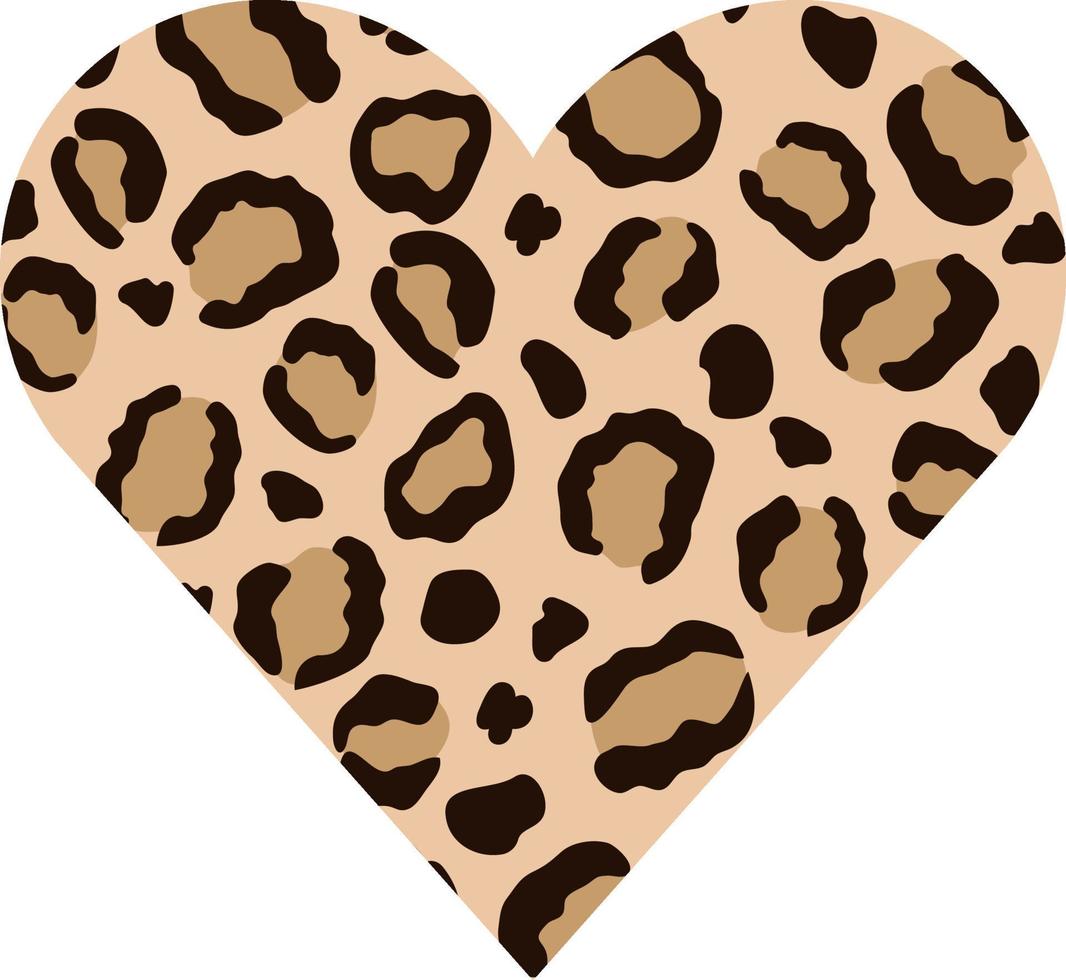 leopard djur- mönster i platt hand dragen stil. vektor bakgrund i de form av en hjärta