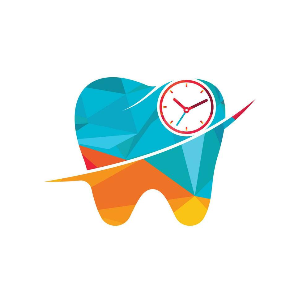 dental tid vektor logotyp design mall. mänsklig tand och klocka ikon design.