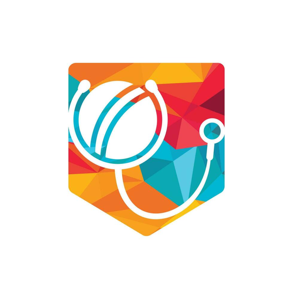 Cricket-Stethoskop-Vektor-Logo-Design. Logo-Konzept für Sportgesundheit und -pflege. vektor