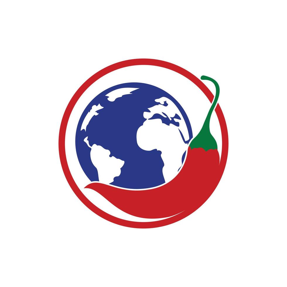 Gewürz-Welt-Vektor-Logo-Design. Chili und Globus-Symbol Vektor-Logo-Design. vektor