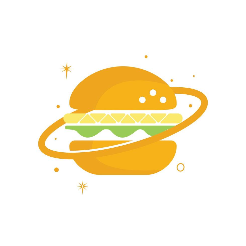 burger planet vektor logotyp design. mat Kafé och restaurang logotyp begrepp.