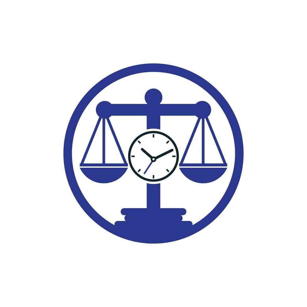 Law Time Vektor-Logo-Design. Skala mit Uhr-Symbol-Vektor-Logo-Design. vektor