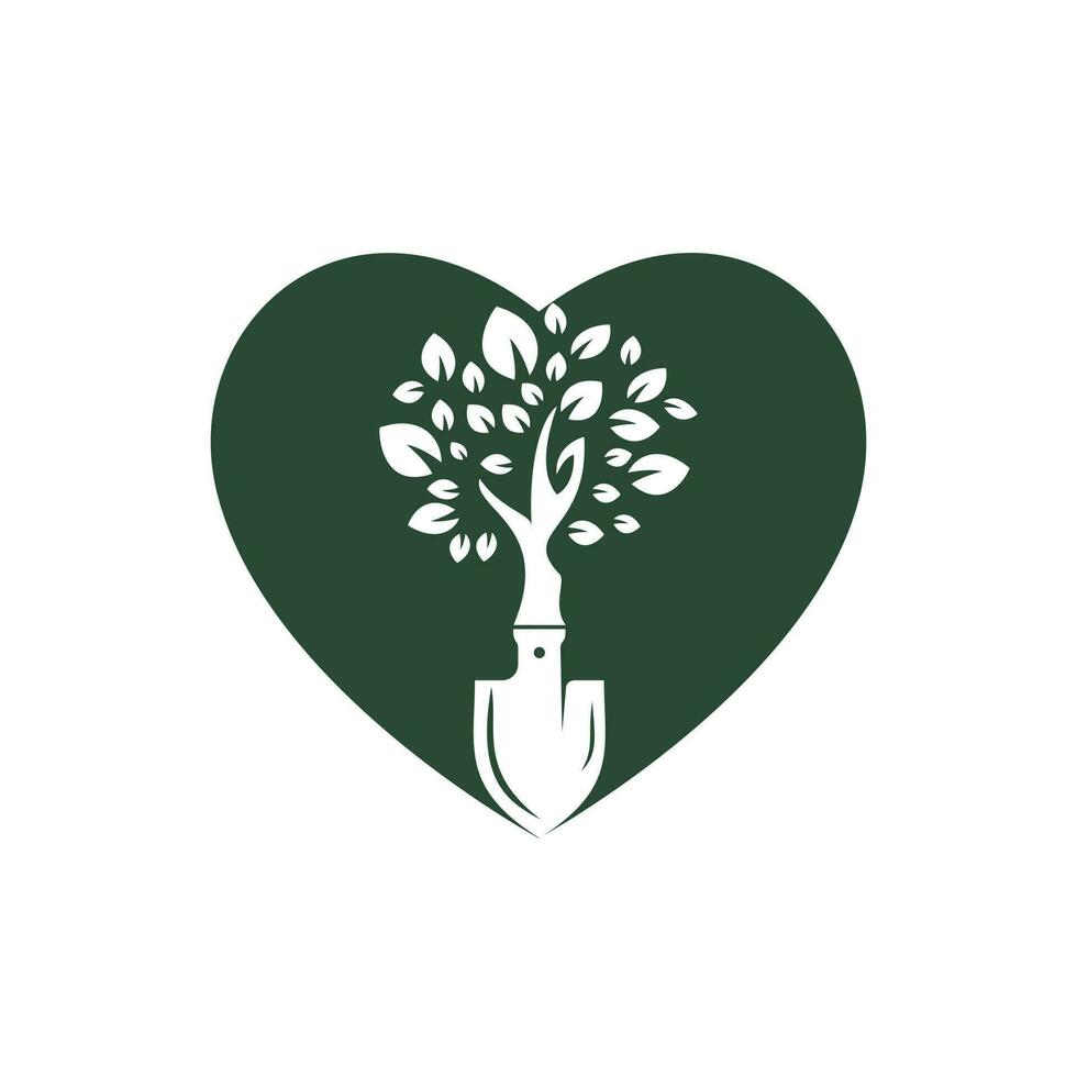 Schaufel-Baum-Vektor-Logo-Design. Logo-Design-Vorlage für grüne Gartenumgebung. vektor